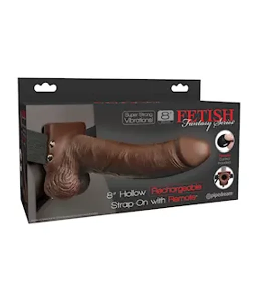 Fetish Fantasy 8 Inch Hollow Rechargeable Strap-on Remote  - Brown — image 14 of 14