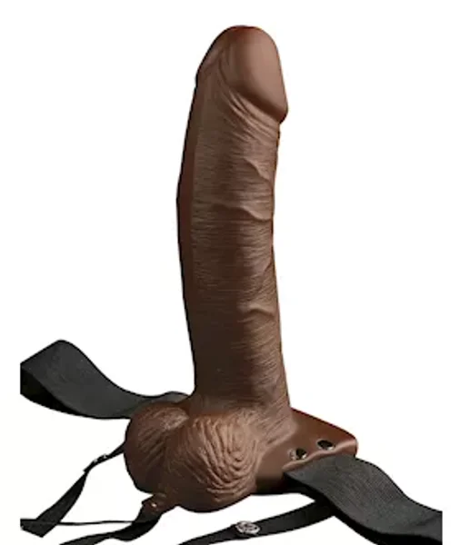 Fetish Fantasy 8 Inch Hollow Rechargeable Strap-on Remote  - Brown — image 8 of 14