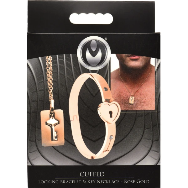 Cuffed Locking Bracelet and Key Necklace