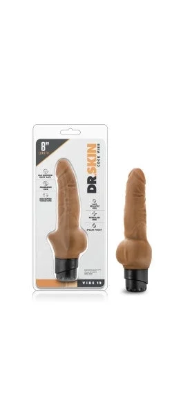 Blush Dr. Skin Cock Vibe 12 - 8 Inch Vibrating Cock Mocha