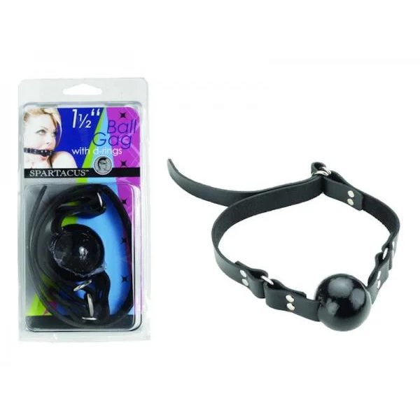 Small Ball Gag With D Ring 1.5 Inch Black