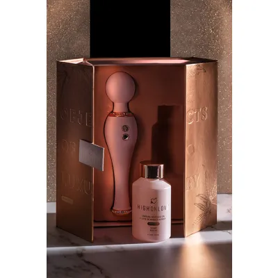 High On Love Objects Of Luxury 2 Piece Intimate Gift Set with Hemp Seed Oil Wand Massager