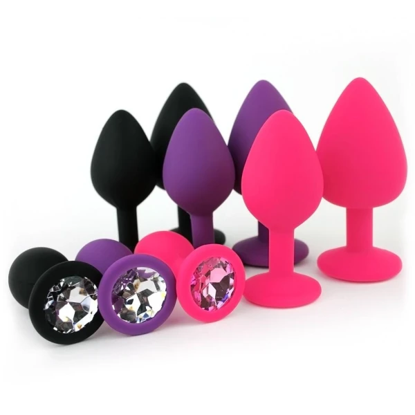 Red Silicone Jeweled Anal Plug - Available In 3 Sizes!
