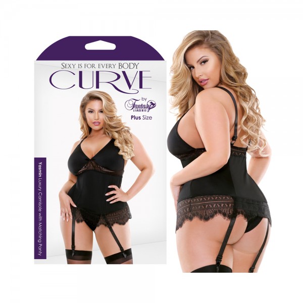 Curve Yasmin Luxury Camisole & Panty Black 1X/2X