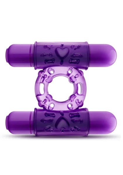 Play With Me Double Play Dual Vibrating Cock Ring Purple