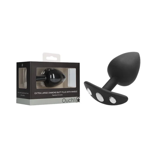 Ouch! Extra Large Diamond Butt Plug With Handle - Black — image 7 of 9