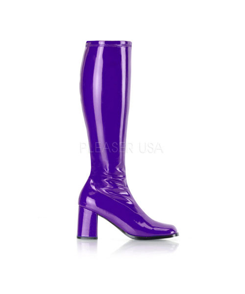 GOGO-300 - 3" Block Heel ST Gogo Boots, Purple, Side Zip