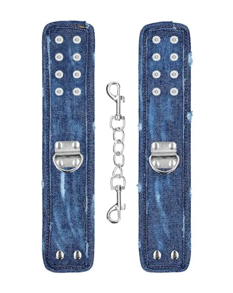 Denim Handcuffs - Roughened Denim Style  - Blue - O/s