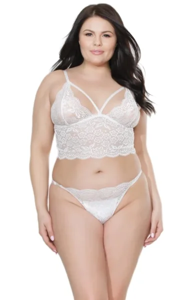 Plus Size Lace Bralette & Matching Crotchless Panty