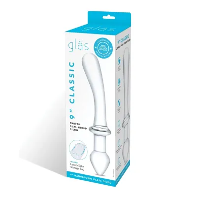 9 Inch Classic Curved Dual Ended Dildo Clear