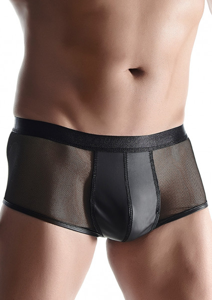 Wetlook & mesh Men's shorts - Black - Men Wearing Lingerie