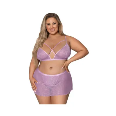 Magic Silk Girl Next Door Bralette W Skirt Lilac Queen Size