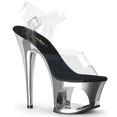 7 inches Heel 2 3 4 inches Cut Out Chrome PF Ankle Strap Sandal