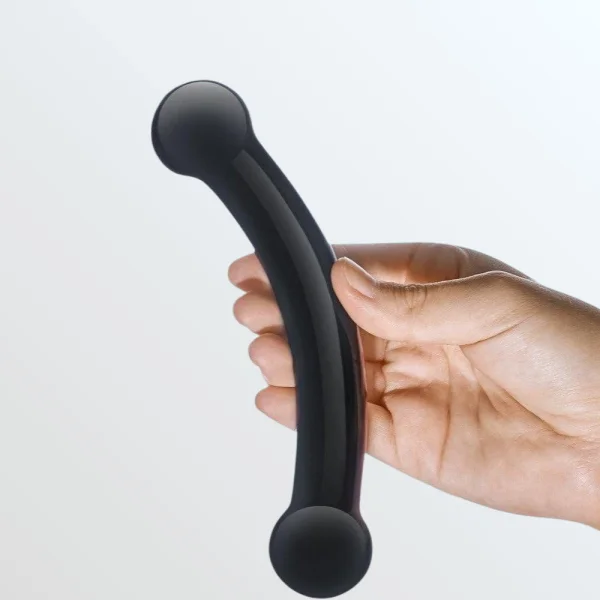 Gläs Double Bull Black Glass Dildo