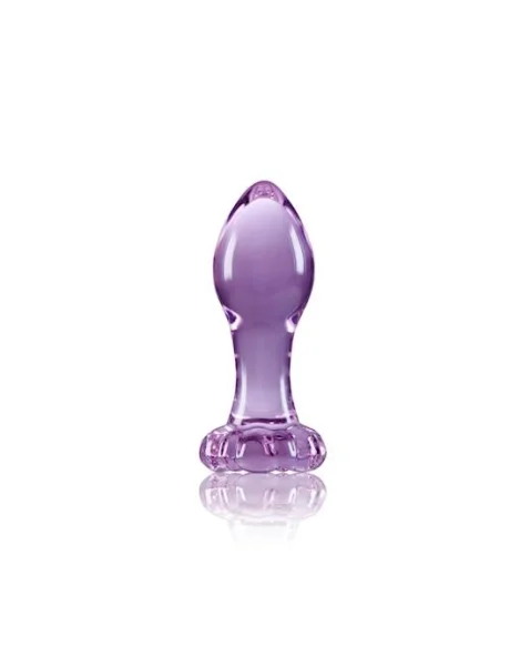 Crystal Flower Butt Plug  - Purple - 3.5 Inch
