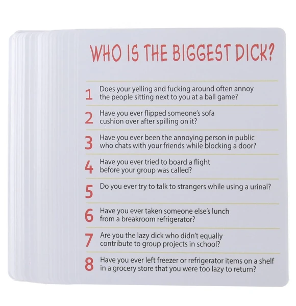 Who Is The Biggest Dick? Card Game