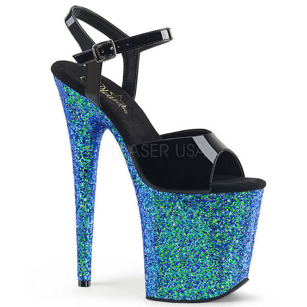 8 inches Heel, 4 inches PF Ankle Strap Sandal w/ Glitter Bottom — image 17 of 24