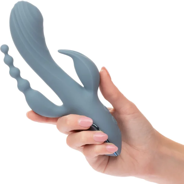 III Triple Ecstasy Silicone Pulsating Rechargeable Triple Stimulation Vibrator By CalExotics