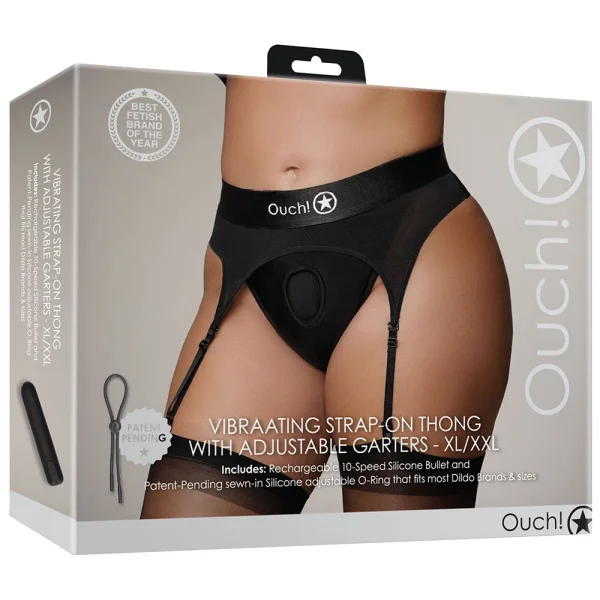 Ouch! Vibrating Strap-on Garter Thong