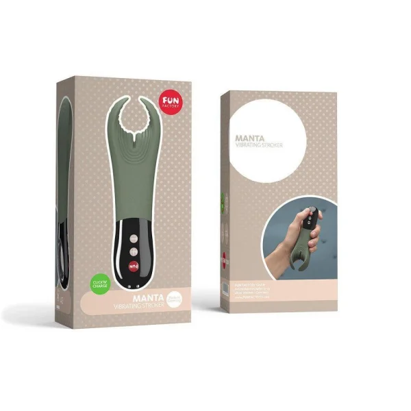 Fun Factory Manta Rechargeable Vibrating Male Stroker For Men - Moss Green