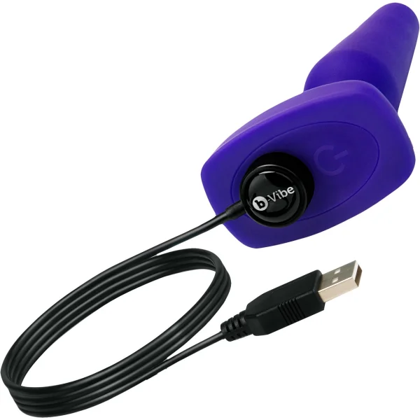 b-Vibe Trio Plug Waterproof Remote Control Vibrating Anal Toy - Purple