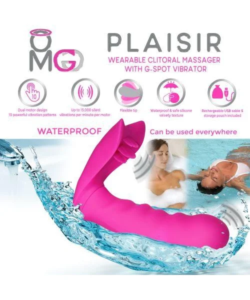 OMG Plaisir Wearable Clitoral Massager, G-Spot Vibrator Pink