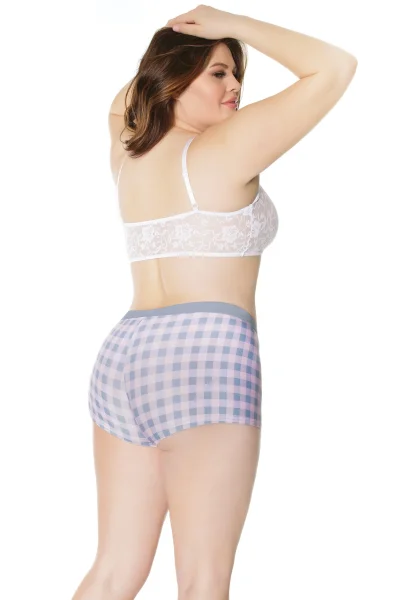 Unisex Pink & Grey Plaid Boxer Brief