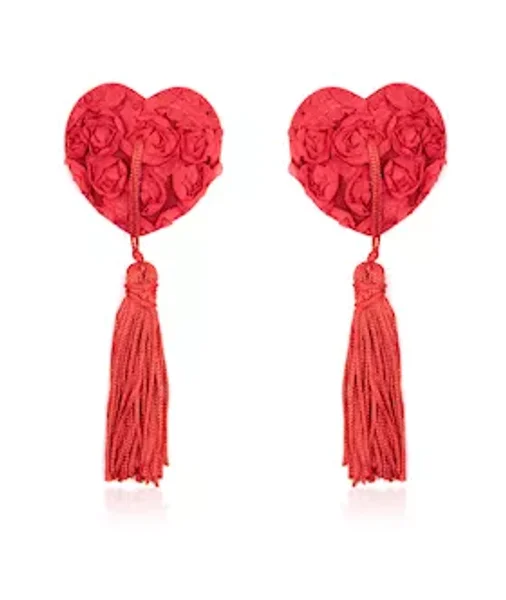 Rose Heart Nipple Tassels - Red — image 2 of 3