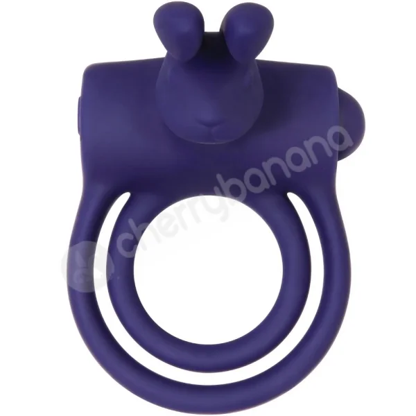 Adam & Eve Silicone Rechargeable Rabbit Blue Double Cock Ring With Removable Bullet Vibe