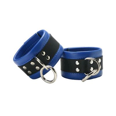 Blue Mid level Leather Wrist Restraint Blue black Wrist