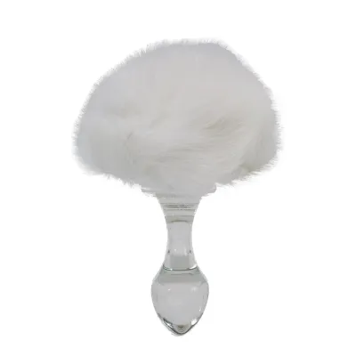 Crystal Delights Magnetic Bunny Tailed Butt Plug White