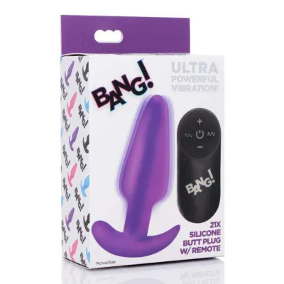 21x Silicone Butt Plug With Remote Purple