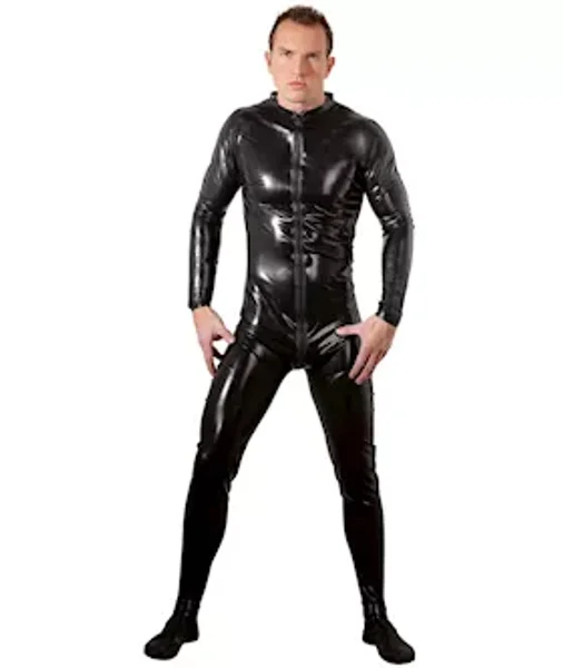 Mens Latex Jumpsuit  - Black - Small — image 2 of 2