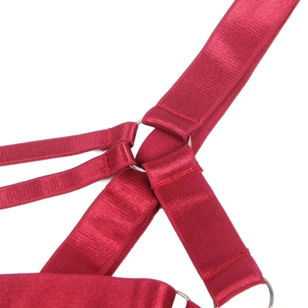 Bondara Siren Covet Red Satin Body Harness Teddy