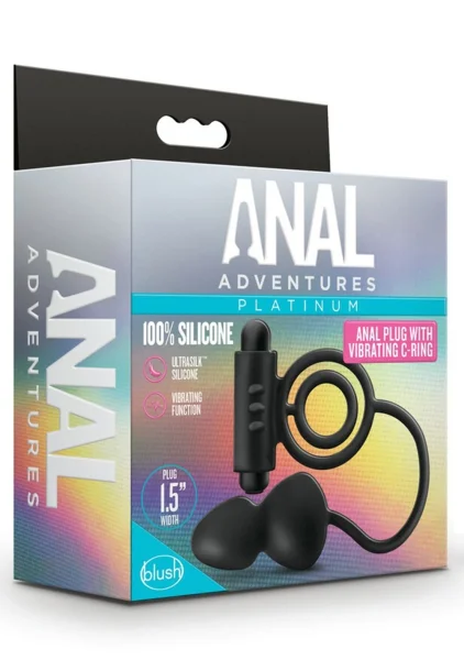 Anal Adventures Platinum Plug With Vibrating Cock Ring