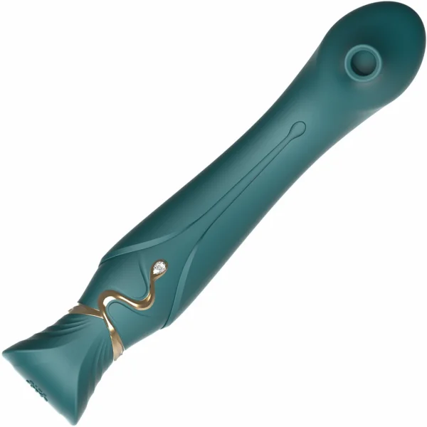 ZALO Queen Set Silicone Rechargeable G-Spot PulseWave Vibrator With Suction Sleeve - Jewel Green