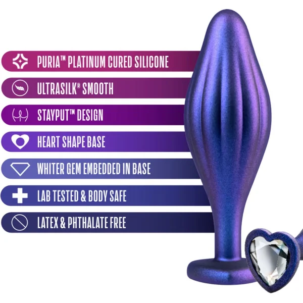 Anal Adventures Matrix Wavy Bling Silicone Butt Plug By Blush - Sapphire