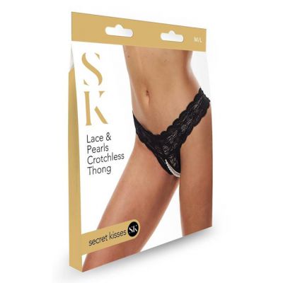 Secret Kisses Ace And Pearls Thong Black M l