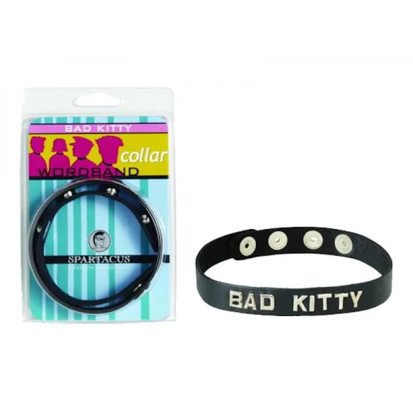Wordband Collar Bad - Kitty - Black