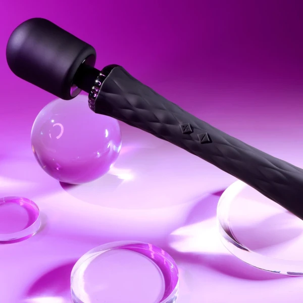 Playboy Pleasure Royal Rechargeable Silicone Vibrating Massage Wand - Black