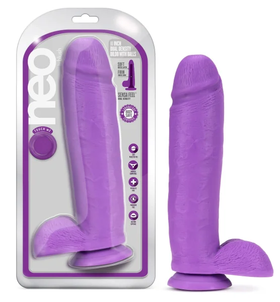 Neo - 11 Inch Dual Density Dildo - Neon Purple