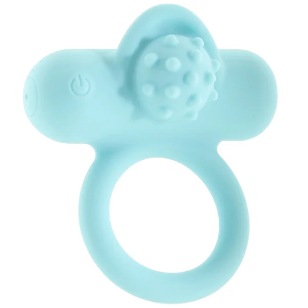 Silicone Rechargeable Nubby Lover's Delight Vibrating Cock Ring By CalExotics - Teal