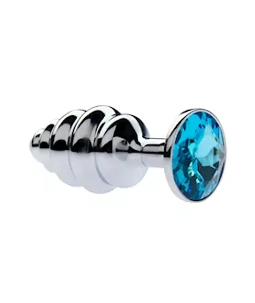 Kink Range Alloy Gemmed Butt Plug - 2.9 Inch - Light Blue - Small — image 2 of 2