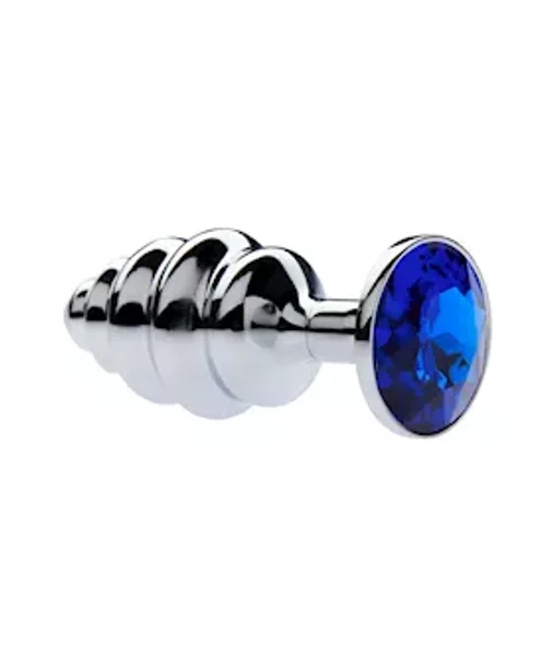 Kink Range Alloy Gemmed Butt Plug - 2.9 Inch - Blue - Small — image 2 of 2