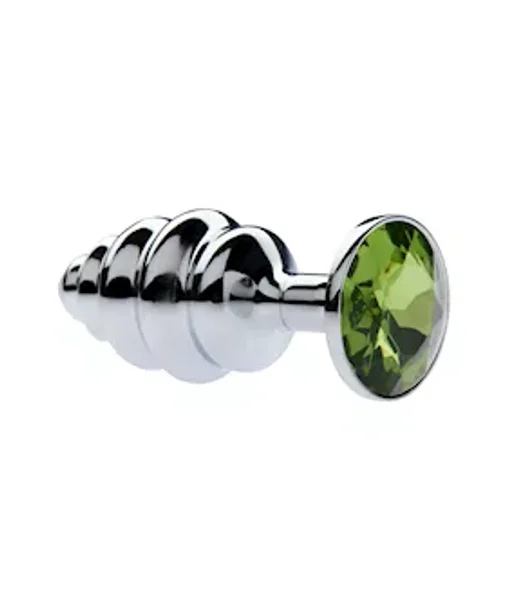 Kink Range Alloy Gemmed Butt Plug - 2.9 Inch - Green - Small — image 3 of 3