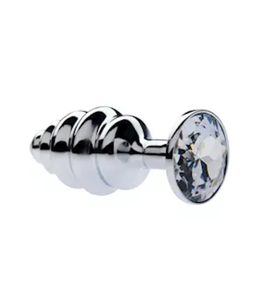 Kink Range Alloy Gemmed Butt Plug - 2.9 Inch - White - Small — image 2 of 2