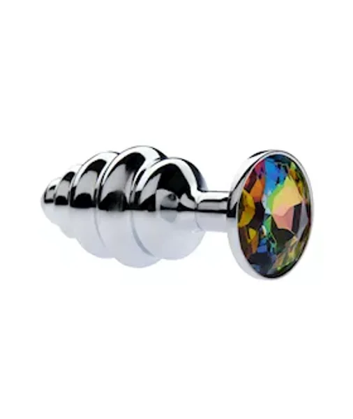 Kink Range Alloy Gemmed Butt Plug - 2.9 Inch - Rainbow - Small — image 2 of 2