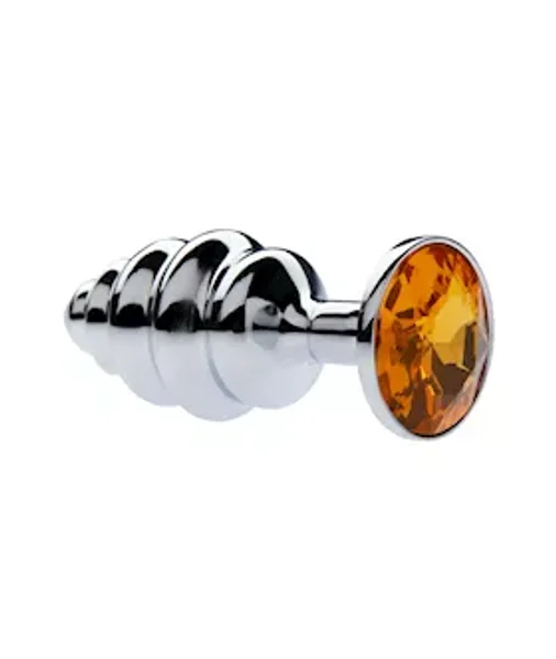 Kink Range Alloy Gemmed Butt Plug - 2.9 Inch - Yellow - Small — image 2 of 2