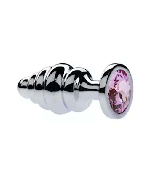 Kink Range Alloy Gemmed Butt Plug - 3.2 Inch - Baby Pink - Medium — image 2 of 2