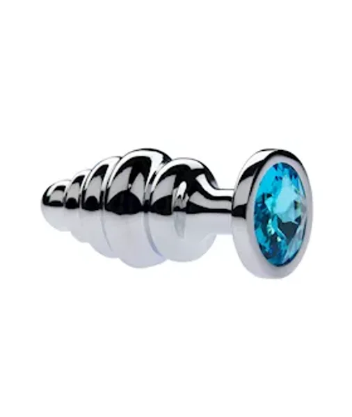 Kink Range Alloy Gemmed Butt Plug - 3.2 Inch - Light Blue - Medium — image 2 of 2